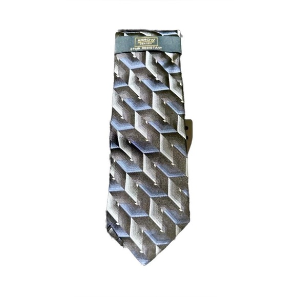 Arrow Men’s Silk Geometric Neck Tie Gray - Picture 3 of 4